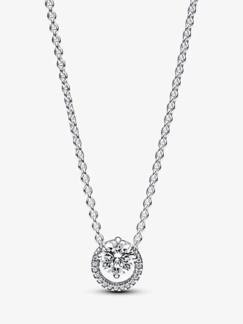 *BRAND NEW* Pandora Sparkling CZ Round Halo Pendant Collier Necklace 391174C01